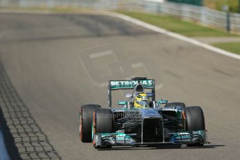 World © Octane Photographic Ltd. F1 Belgian GP - Spa - Francorchamps. Thursday. 25th July 2013. Practice 2. Mercedes AMG Petronas F1 W04 - Nico Rosberg. Digital Ref : 0787lw1d7599