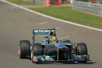 World © Octane Photographic Ltd. F1 Belgian GP - Spa - Francorchamps. Friday 23rd August 2013. Practice 2. Mercedes AMG Petronas F1 W04 – Lewis Hamilton. Digital Ref : 0787lw1d7610