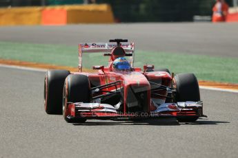 World © Octane Photographic Ltd. F1 Belgian GP - Spa - Francorchamps. Friday 23rd August 2013. Practice 2. Scuderia Ferrari F138 - Fernando Alonso. Digital Ref : 0787lw1d7908