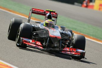 World © Octane Photographic Ltd. F1 Belgian GP - Spa - Francorchamps. Friday 23rd August 2013. Practice 2. Vodafone McLaren Mercedes MP4/28 - Sergio Perez . Digital Ref : 0787lw1d7938