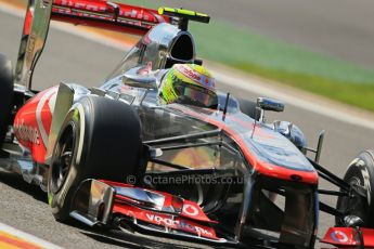 World © Octane Photographic Ltd. F1 Belgian GP - Spa - Francorchamps. Friday 23rd August 2013. Practice 2. Vodafone McLaren Mercedes MP4/28 - Sergio Perez . Digital Ref : 0787lw1d7941