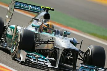 World © Octane Photographic Ltd. F1 Belgian GP - Spa - Francorchamps. Friday 23rd August 2013. Practice 2. Mercedes AMG Petronas F1 W04 – Lewis Hamilton. Digital Ref : 0787lw1d7951