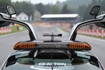 World © Octane Photographic Ltd. F1 Belgian GP - Spa-Francorchamps, Sunday 25th August 2013 - Race Build up. The Mercedes-Benz SLS safety car on the grid with La Source hairpin in the distance. Digital Ref : 0797cb7d3199