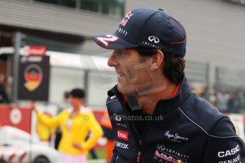 World © Octane Photographic Ltd. F1 Belgian GP - Spa-Francorchamps, Sunday 25th August 2013 - Race Build up. Infiniti Red Bull Racing RB9 - Mark Webber. Digital Ref :