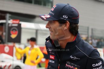 World © Octane Photographic Ltd. F1 Belgian GP - Spa-Francorchamps, Sunday 25th August 2013 - Race Build up. Infiniti Red Bull Racing RB9 - Mark Webber. Digital Ref :
