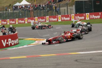 World © Octane Photographic Ltd. F1 Belgian GP - Spa-Francorchamps, Sunday 25th August 2013 - Green flag lap. Scuderia Ferrari F138 - Felipe Massa. Digital Ref :