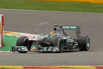 World © Octane Photographic Ltd. F1 Belgian GP - Spa-Francorchamps, Sunday 25th August 2013 - Race. Mercedes AMG Petronas F1 W04 – Lewis Hamilton. Digital Ref :