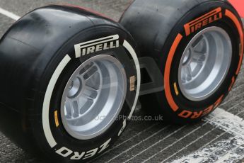 World © Octane Photographic Ltd. F1 Belgian GP - Spa-Francorchamps, Sunday 25th August 2013 - Race Build up. Pirelli's prime and option tyres. Digital Ref :