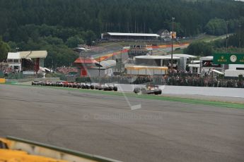 World © Octane Photographic Ltd. F1 Belgian GP - Spa-Francorchamps, Sunday 25th August 2013 - Race. The field streams down to Eau Rouge on the 1st lap. Digital Ref : 0797lw1d0752