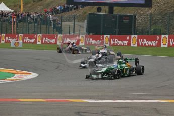 World © Octane Photographic Ltd. F1 Belgian GP - Spa-Francorchamps, Sunday 25th August 2013 - Race. Caterham F1 Team CT03 - Giedo van der Garde, Williams FW35 - Pastor Maldonado and the 2 Toro Rosso STR8s of Jean-Eric Vergne and Daniel Ricciardo. Digital Ref : 0797lw1d0789