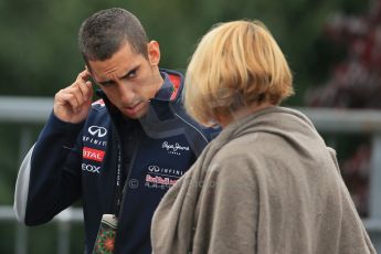 World © Octane Photographic Ltd. F1 Belgian GP - Spa-Francorchamps, Sunday 25th August 2013 - Paddock. Infiniti Red Bull Racing RB9 reserve driver - Sebastien Buemi. Digital Ref : 0795lw1d0182