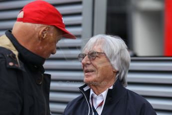 World © Octane Photographic Ltd. F1 Belgian GP - Spa-Francorchamps, Sunday 25th August 2013 - Paddock. Bernie Ecclestone and Niki Lauda. Digital Ref : 0795lw1d9894