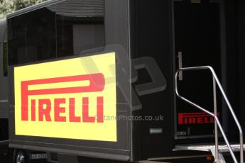 World © Octane Photographic Ltd. GP2 Paddock, Belgian GP, Spa Francorchamps, Thursday 22nd August 2013. Pirelli logo. Digital Ref :