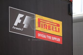 World © Octane Photographic Ltd. GP2 Paddock, Belgian GP, Spa Francorchamps, Thursday 22nd August 2013. Pirelli - F1 official tyee supplier logo. Digital Ref :