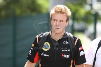 World © Octane Photographic Ltd. F1 Paddock, Belgian GP, Spa Francorchamps, Thursday 22nd August 2013. Davide Valsecchi - Lotus F1 Team reserve driver. Digital Ref :