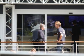World © Octane Photographic Ltd. F1 Paddock, Belgian GP, Spa Francorchamps, Thursday 22nd August 2013. Martin Brundle and Jean-Eric Vergne - Scuderia Toro Rosso. Digital Ref :
