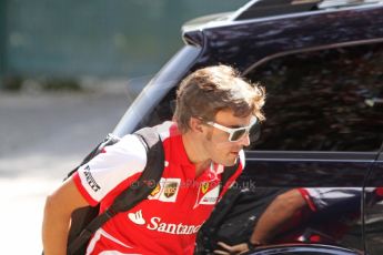 World © Octane Photographic Ltd. F1 Paddock, Belgian GP, Spa Francorchamps, Thursday 22nd August 2013. Fernando Alonso - Scuderia Ferrari. Digital Ref :