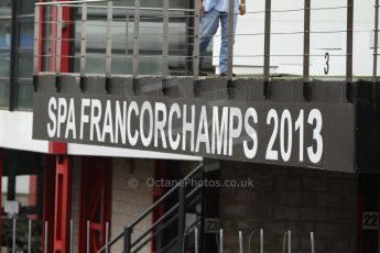 World © Octane Photographic Ltd. GP2 Paddock, Belgian GP, Spa Francorchamps, Thursday 22nd August 2013. Spa Francorchamps 2013 sign. Digital Ref : 0781cb7d1778