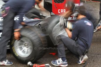 World © Octane Photographic Ltd. GP2 Paddock, Belgian GP, Spa Francorchamps, Thursday 22nd August 2013. Venezuela GP Lazarus practice pitstop using Vitorrio Ghirelli's car. Digital Ref : 0781cb7d1786