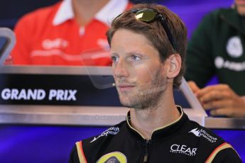 World © Octane Photographic Ltd. F1 Belgian GP - Spa - Francorchamps. Thursday 22nd August 2013. FIA Press Conference. Lotus F1 Team E21 - Romain Grosjean. Digital Ref : 0782lw1d6854