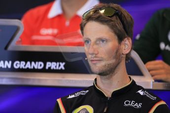 World © Octane Photographic Ltd. F1 Belgian GP - Spa - Francorchamps. Thursday 22nd August 2013. FIA Press Conference. Lotus F1 Team E21 - Romain Grosjean. Digital Ref : 0782lw1d6880