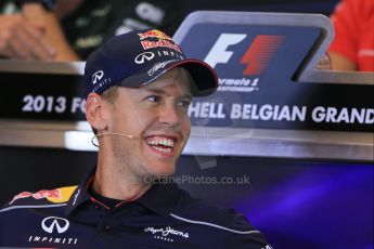 World © Octane Photographic Ltd. F1 Belgian GP - Spa - Francorchamps. Thursday 22nd August 2013. FIA Press Conference. Infiniti Red Bull Racing RB9 - Sebastian Vettel. Digital Ref : 0782lw1d6984