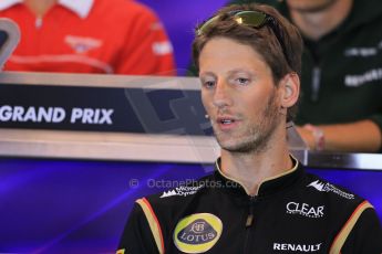 World © Octane Photographic Ltd. F1 Belgian GP - Spa - Francorchamps. Thursday 22nd August 2013. FIA Press Conference. Lotus F1 Team E21 - Romain Grosjean. Digital Ref : 0782lw1d7066