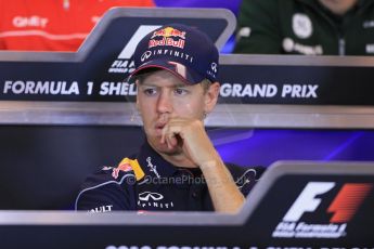 World © Octane Photographic Ltd. F1 Belgian GP - Spa - Francorchamps. Thursday 22nd August 2013. FIA Press Conference. Infiniti Red Bull Racing RB9 - Sebastian Vettel. Digital Ref : 0782lw1d7116