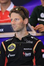 World © Octane Photographic Ltd. F1 Belgian GP - Spa - Francorchamps. Thursday 22nd August 2013. FIA Press Conference. Lotus F1 Team E21 - Romain Grosjean. Digital Ref : 0782lw2d6911