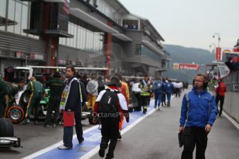 World © Octane Photographic Ltd. GP2 Belgian GP, Spa Francorchamps, Friday 23rd August 2013. Practice. The pitlane in action. Digital Ref : 0785cb7d2012