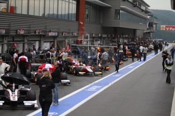 World © Octane Photographic Ltd. GP2 Belgian GP, Spa Francorchamps, Friday 23rd August 2013. Practice. Pitlane. Digital Ref: 0785cb7d2028