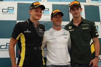 World © Octane Photographic Ltd. GP2 Belgian GP, Spa Francorchamps, Saturday 24th August 2013. Race 1 press conference. Sam Bird - Russian TIME, Marcus Ericsson - DAMS, Alexander Rossi - EQ8 Caterham Racing. Digital Ref : 0794cb7d3125