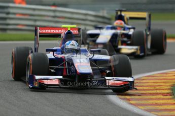 World © Octane Photographic Ltd. GP2 Belgian GP, Spa Francorchamps, Saturday 24th August 2013. Race 1. Jolyon Palmer and Felipe Nasr - Carlin. Digital Ref : 0794lw1d9652