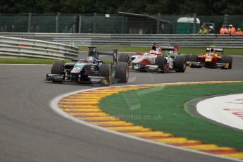 World © Octane Photographic Ltd. GP2 Belgian GP, Spa Francorchamps, Saturday 24th August 2013. Race 1. Sam Bird – Russian TIME, James Calado – ART Grand Prix and Fabio Leimer - Racing Engineering. Digital Ref : 0794lw1dx9694