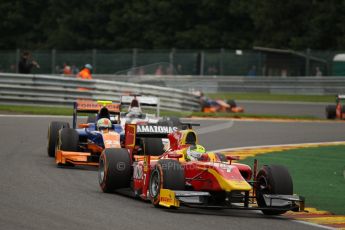 World © Octane Photographic Ltd. GP2 Belgian GP, Spa Francorchamps, Saturday 24th August 2013. Race 1. Julián Leal - Racing Engineering, Robin Frijns - Hilmer Motorsport and Stefano Coletti – Rapax. Digital Ref: 0794lw1dx9718