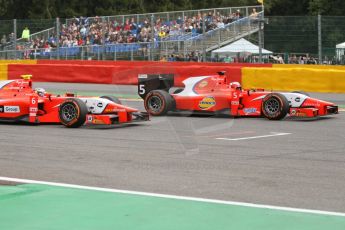 World © Octane Photographic Ltd. GP2 Belgian GP, Spa Francorchamps, Sunday 25th August 2013. Race 2. Johnny Cecotto and Mitch Evans – Arden International. Digital Ref : 0796cb7d3387