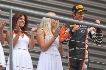 World © Octane Photographic Ltd. GP2 Belgian GP, Spa Francorchamps, Sunday 25th August 2013. Race 2. Adrian Quaife-Hobbs - Hilmer Motorsport steps onto the podium in 3rd place. Digital Ref : 0796cb7d3415