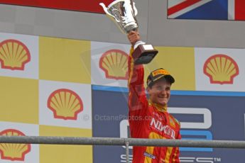 World © Octane Photographic Ltd. GP2 Belgian GP, Spa Francorchamps, Sunday 25th August 2013. Race 2. Julián Leal - Racing Engineering celebrates his 2nd place. Digital Ref :  0796cb7d3457