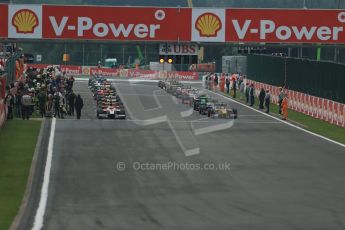 World © Octane Photographic Ltd. GP2 Belgian GP, Spa Francorchamps, Sunday 25th August 2013. Race 2. The grids starts to clear ready for the green flag lap. Digital Ref : 0796lw1d0221