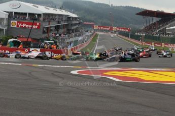 World © Octane Photographic Ltd. GP2 Belgian GP, Spa Francorchamps, Sunday 25th August 2013. Race 2. A tight but fairly clean start from the pack. Digital Ref : 0796lw1d9950