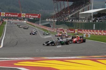 World © Octane Photographic Ltd. GP2 Belgian GP, Spa Francorchamps, Sunday 25th August 2013. Race 2. Tom Dillmann – Russian TIME, Marcus Ericsson - DAMS and Mitch Evans. – Arden International. Digital Ref : 0796lw1d9978