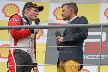 World © Octane Photographic Ltd. GP3 Belgian GP - Race 2, Spa Francorchamps, Sunday 25th August 2013. ART Grand Prix – Conor Daly and NBC's Will Buxton on the podium. Digital ref : 0799cb7d3288