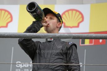 World © Octane Photographic Ltd. GP3 Belgian GP - Race 2, Spa Francorchamps, Sunday 25th August 2013. Carlin – Alexander Sims on thr podium. Digital ref : 0799cb7d3293