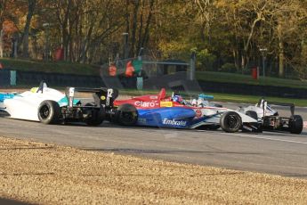 World © Octane Photographic Ltd. Brands Hatch, Race 1, Saturday 23rd November 2013. BRDC Formula 4 Winter Series, MSV F4-13, Pietro Fittipaldi – MGR and Malgosia Rdest – Douglas Motorsport tangle at Druids. Digital Ref : 0864lw1d6694