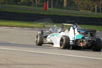 World © Octane Photographic Ltd. Brands Hatch, Race 1, Saturday 23rd November 2013. BRDC Formula 4 Winter Series, MSV F4-13, – Kieran Vernon - Hillspeed and Matteo Ferrer - MGR. Digital Ref : 0864lw1d6727