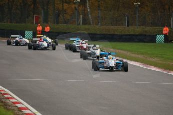 World © Octane Photographic Ltd. Brands Hatch, Race 2, Saturday 23rd November 2013. BRDC Formula 4 Winter Series, MSV F4-13, Sennan Fielding – HHC Motorsport and Kieran Vernon - Hillspeed. Digital Ref : 0865lw1d6847