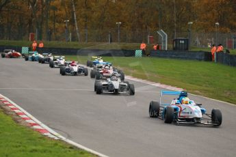World © Octane Photographic Ltd. Brands Hatch, Race 2, Saturday 23rd November 2013. BRDC Formula 4 Winter Series, MSV F4-13, Sennan Fielding – HHC Motorsport and Kieran Vernon - Hillspeed. Digital Ref : 0865lw1d6852