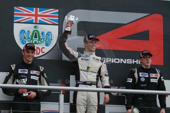 World © Octane Photographic Ltd. Brands Hatch, Race 2 Podium, Saturday 23rd November 2013. BRDC Formula 4 Winter Series, MSV F4-13,  – Sennan Fielding (1st) – HHC Motorsport, Kieran Vernon (2nd) - Hillspeed and Jack Cook (3rd) – Hillspeed. Digital Ref : 0865lw1d7093