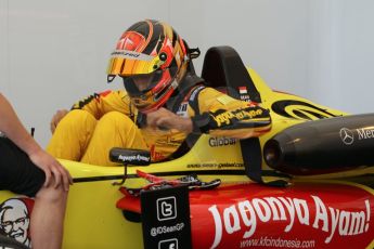 World © Octane Photographic Ltd. British Formula 3 – Brands Hatch. Saturday 10th August 2013 – Qualifying. Sean Gelael – Double R – Dallara F312 HWA Mercedes. Digital Ref : 0776cb1d3438