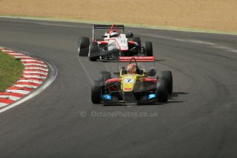 World © Octane Photographic Ltd. British Formula 3 – Brands Hatch. Saturday 10th August 2013 – Race 1. Sean Gelael – Double R – Dallara F312 HWA Mercedes and Jann Mardenborough – Carlin – Dallara F312 Volkswagen. Digital Ref : 0777lw1d6391